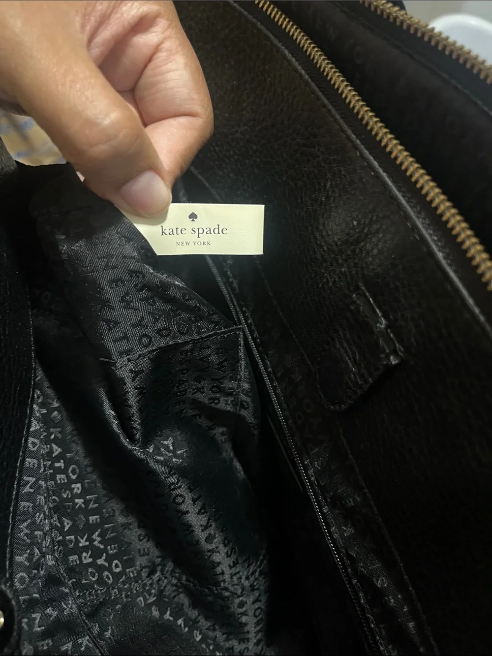 kate spade Black Pebbled Leather Satchel with Gold Hardware
